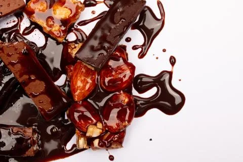 Top view composition or background with delicious chocolate Stock Photos