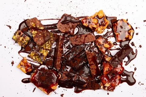 Top view composition or background with delicious chocolate Stock Photos