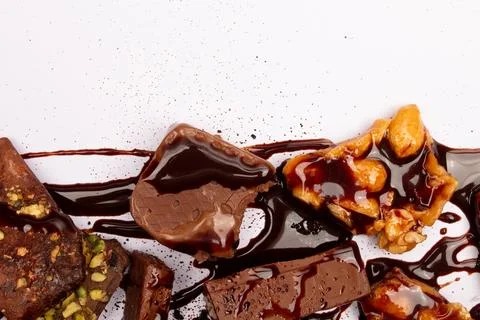 Top view composition or background with delicious chocolate Stock Photos