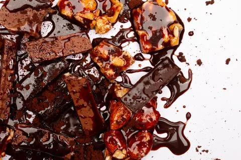 Top view composition or background with delicious chocolate Stock Photos