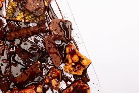 Top view composition or background with delicious chocolate Stock Photos