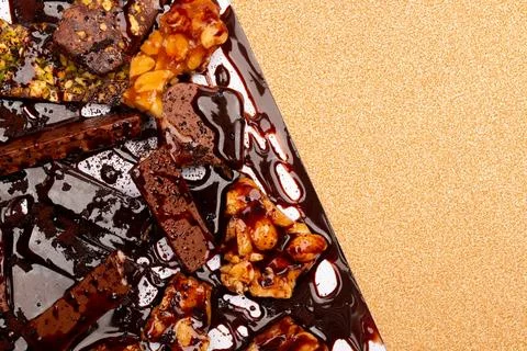 Top view composition or background with delicious chocolate Stock Photos