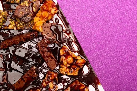 Top view composition or background with delicious chocolate Stock Photos