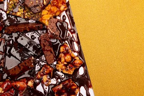 Top view composition or background with delicious chocolate Stock Photos