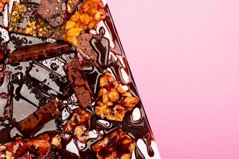 Top view composition or background with delicious chocolate Stock Photos