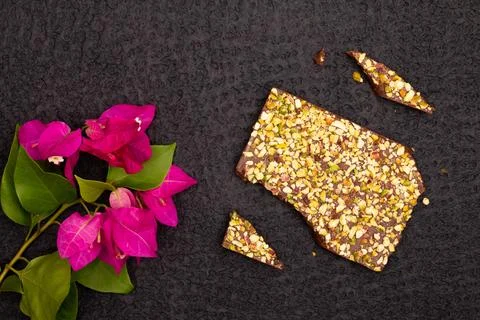 Top view composition or background with delicious chocolate Stock Photos