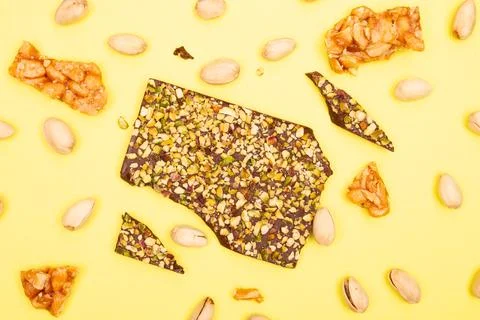 Top view composition or background with delicious chocolate Stock Photos