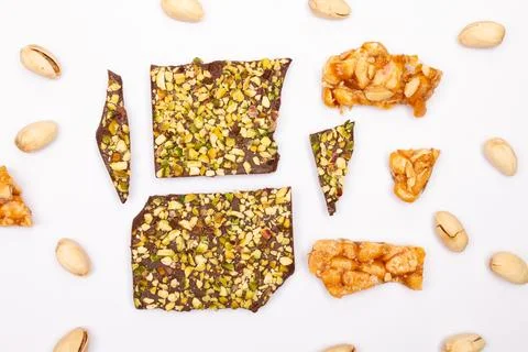 Top view composition or background with delicious chocolate Stock Photos