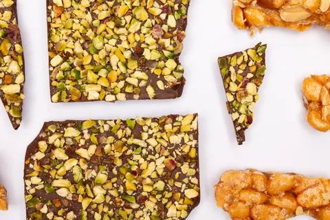 Top view composition or background with delicious chocolate Stock Photos