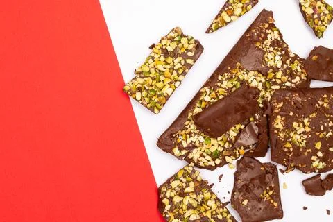 Top view composition or background with delicious chocolate Stock Photos