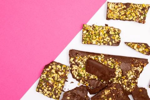 Top view composition or background with delicious chocolate Stock Photos