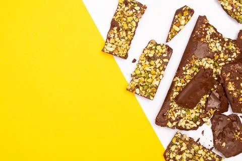 Top view composition or background with delicious chocolate Foto stock