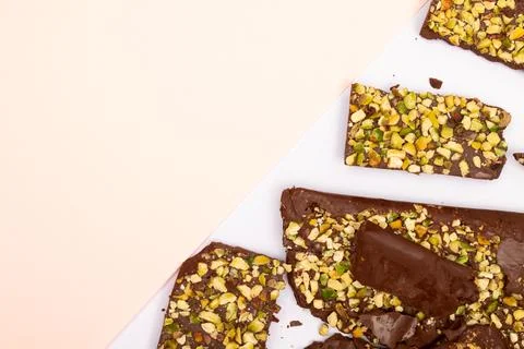 Top view composition or background with delicious chocolate Stock Photos