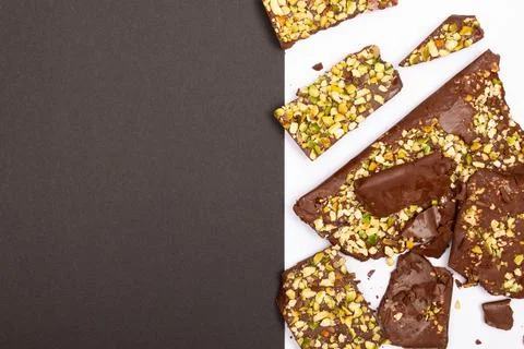 Top view composition or background with delicious chocolate Stock Photos