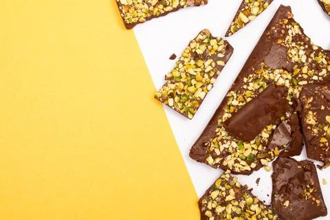 Top view composition or background with delicious chocolate Stock Photos