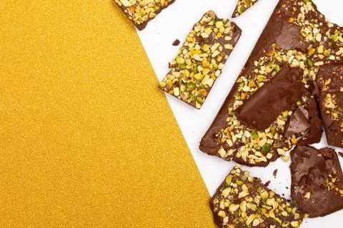 Top view composition or background with delicious chocolate Stock Photos