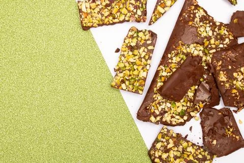 Top view composition or background with delicious chocolate Stock Photos