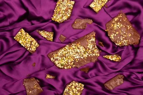 Top view composition or background with delicious chocolate Stock Photos