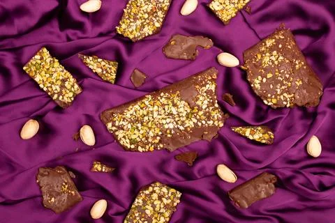 Top view composition or background with delicious chocolate Stock Photos