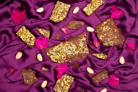 Top view composition or background with delicious chocolate Stock Photos