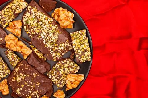 Top view composition or background with delicious chocolate Stock Photos