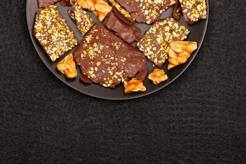 Top view composition or background with delicious chocolate Foto stock