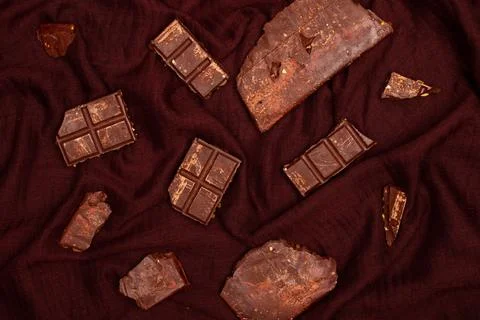 Top view composition or background with delicious chocolate Stock Photos