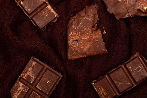 Top view composition or background with delicious chocolate Stock Photos