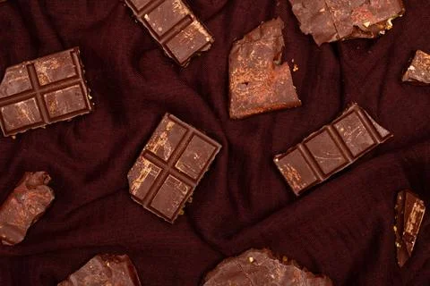 Top view composition or background with delicious chocolate Stock Photos