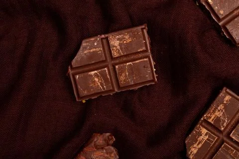 Top view composition or background with delicious chocolate Stock Photos