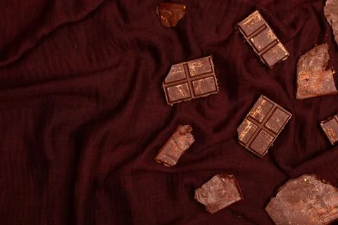 Top view composition or background with delicious chocolate Stock Photos