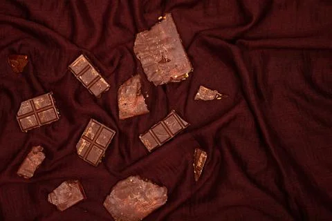 Top view composition or background with delicious chocolate Stock Photos