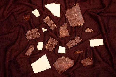 Top view composition or background with delicious chocolate Stock Photos