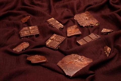 Top view composition or background with delicious chocolate Stock Photos