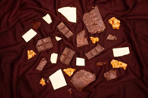 Top view composition or background with delicious chocolate Stock Photos