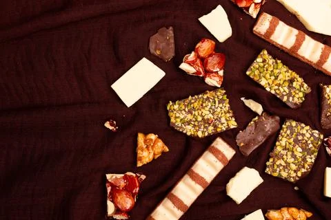 Top view composition or background with delicious chocolate Foto stock