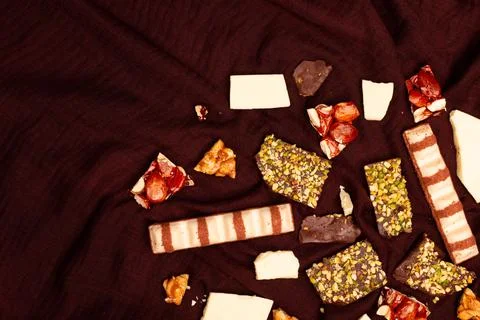 Top view composition or background with delicious chocolate Foto stock