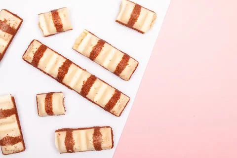 Top view composition or background with delicious chocolate Stock Photos