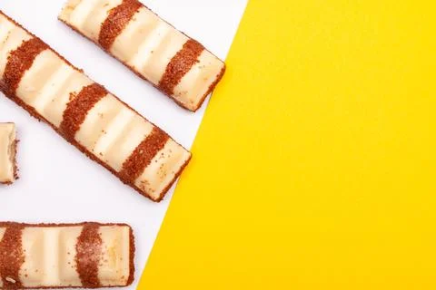 Top view composition or background with delicious chocolate Stock Photos