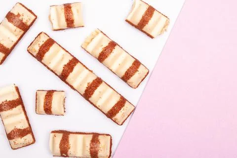 Top view composition or background with delicious chocolate Stock Photos