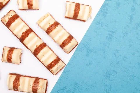 Top view composition or background with delicious chocolate Stock Photos