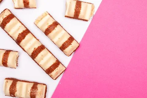 Top view composition or background with delicious chocolate Stock Photos