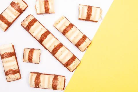 Top view composition or background with delicious chocolate Stock Photos