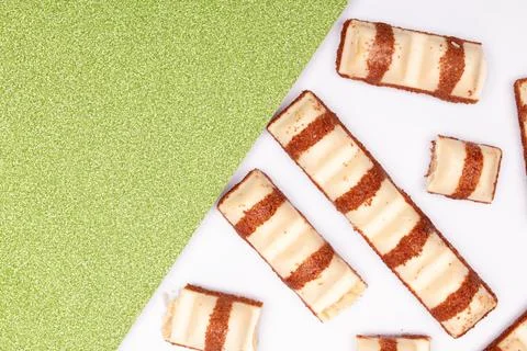 Top view composition or background with delicious chocolate Stock Photos