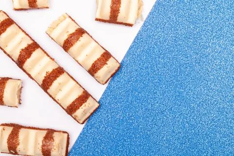 Top view composition or background with delicious chocolate Stock Photos