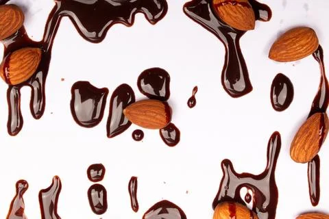 Top view composition or background with delicious chocolates and nuts Foto stock