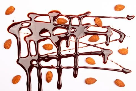 Top view composition or background with delicious chocolates and nuts Stock Photos