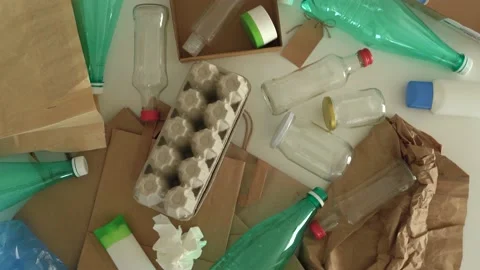 Top view of composition with recyclable plastic bottles Stock Footage 196607105