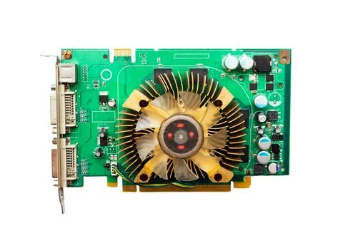 Top view. Computer board with resistor. PC cooling cooler. Computer parts o.. Stock Photos