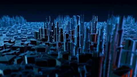 Top View of Computer Generated City Stock Footage